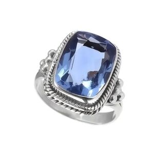 Silvertone Blue Gemstone Ring